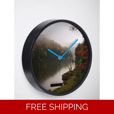 Clock Black natural Bamboo Wood Lake Perry Fall 2019